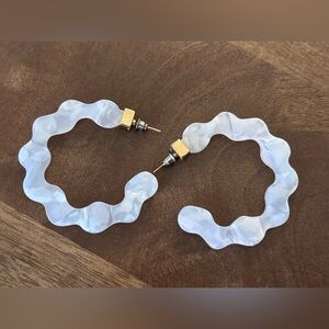 Wavy White Hoop Earrings